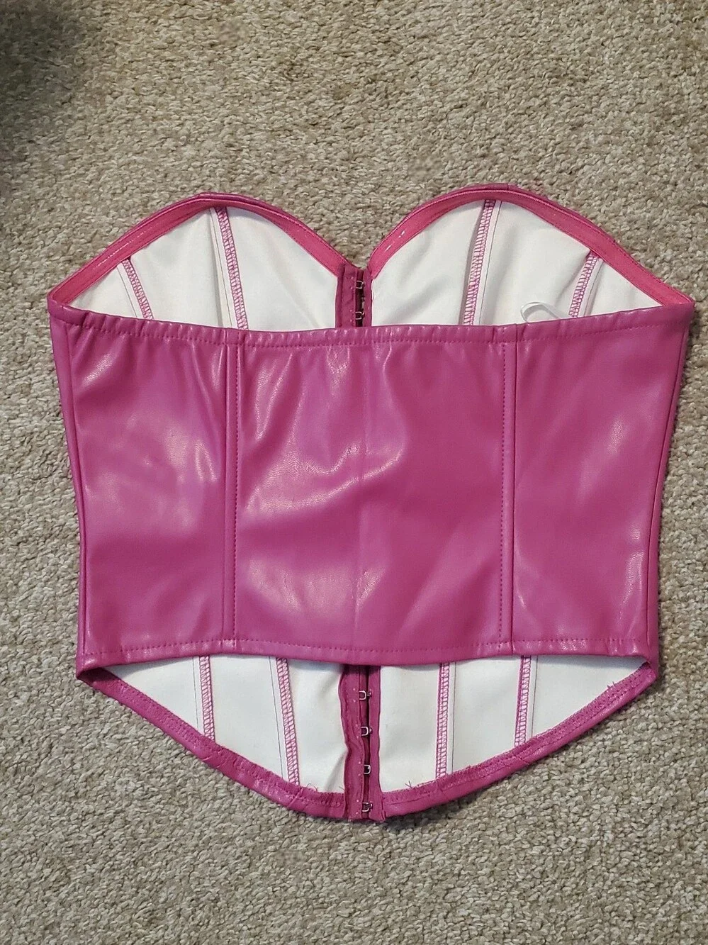 Pink Strapless Faux Leather Corset - Picture 4 of 4